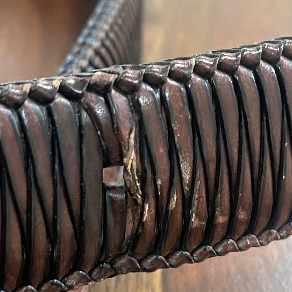 Tommy Bahama Brown woven leather belt brass tone buckle size 36 - Picture 16 of 16